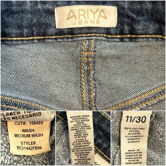 ARIYA Shorts Women's 11/30 Curvy High Rise Distressed Cut Offs Med Blue - Picture 3 of 15